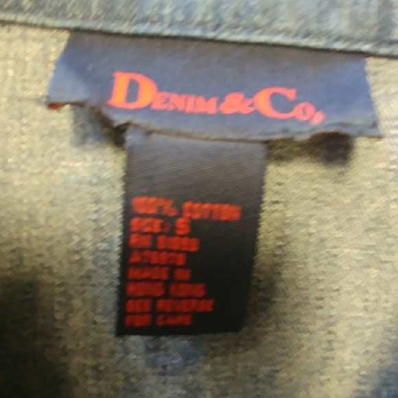 VTG- Denim & Co Button Down Dipped Denim Tunic - Picture 8 of 8